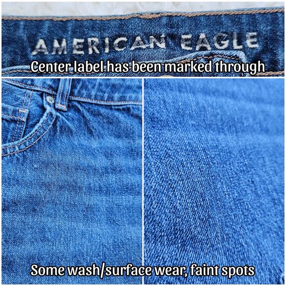 Distressed Mom Jeans AEO Plus Size 22 Dark Cotton Denim Ripped American Eagle - Picture 6 of 11